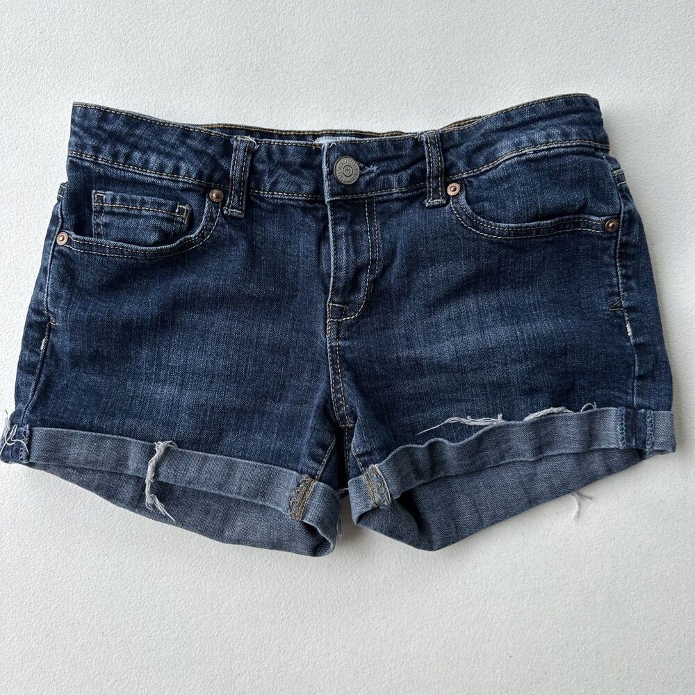 Aéropostale Women's Size 7/8 Blue Dark Wash Denim Cut-Off Shorts Low Rise
